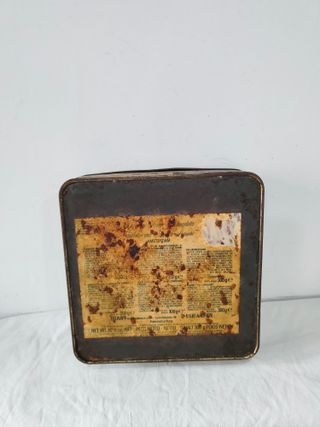 Antigua caja lata metal Amsterdam mediados s. XX