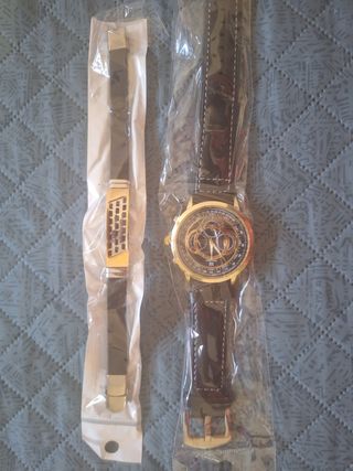 Reloj y pulsera de cuero para hombre