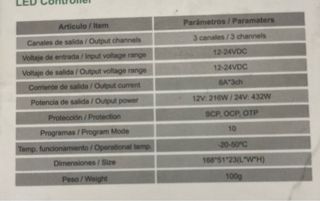REGULADOR DE TIRAS DE LED MONOCROMO 12/24VDC