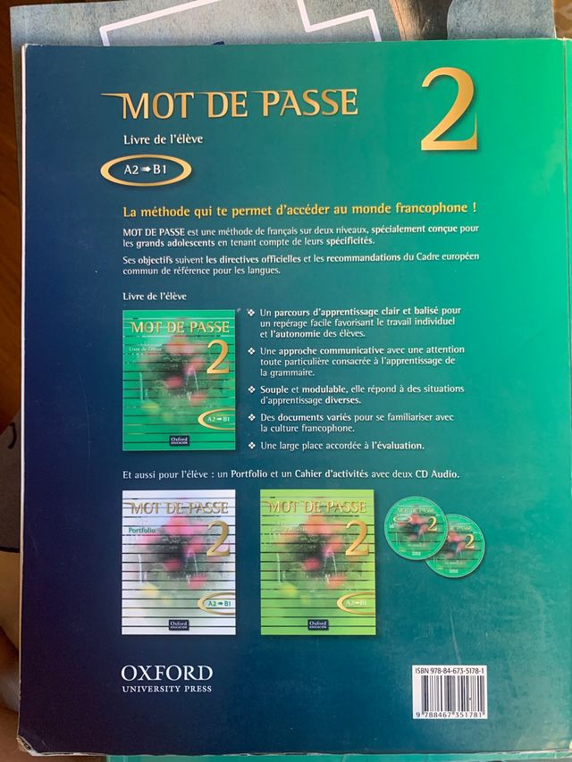 Mot de passe 2, libre de eleve, Oxford