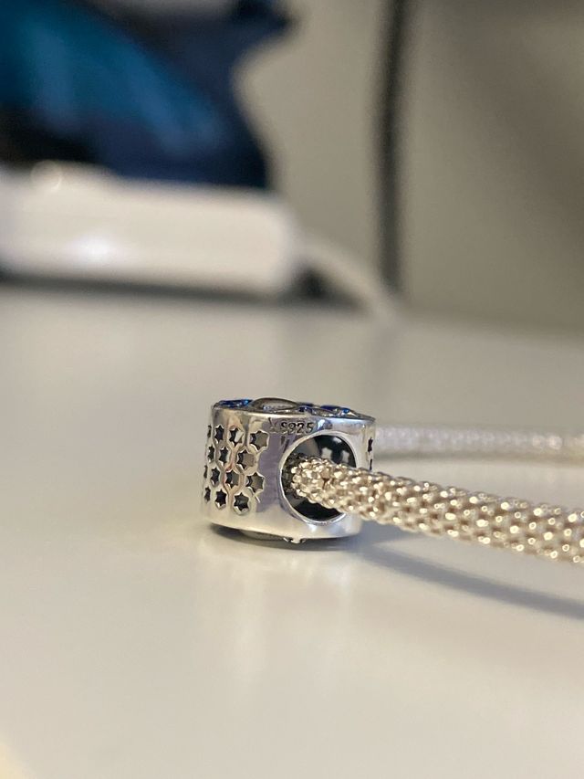 Charm gato en la luna plata S925