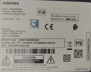 DESPIECE TV SAMSUNG UE50TU8005K.