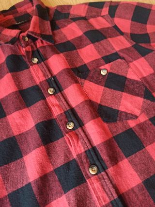 Camisa franela cuadros rojo y negro