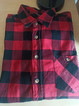 Camisa franela cuadros rojo y negro