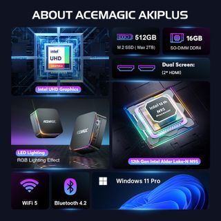 Potente mini PC Windows 11 16GB DDR4 512GB RGB