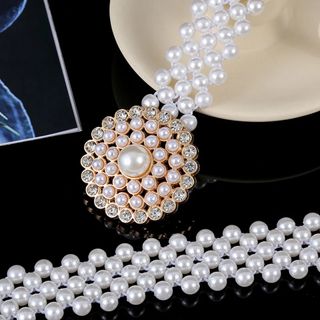 Cinturónes de novia Perlas y Circonitas Cristalino