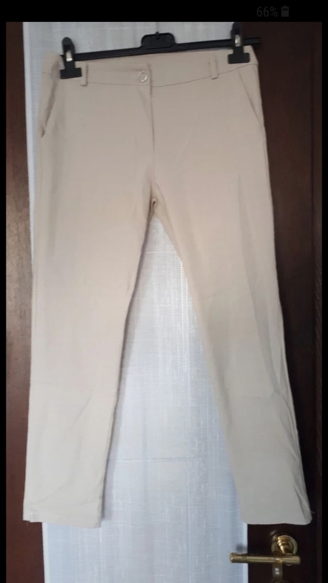 Pantalone tessuto elasticizzato beige
