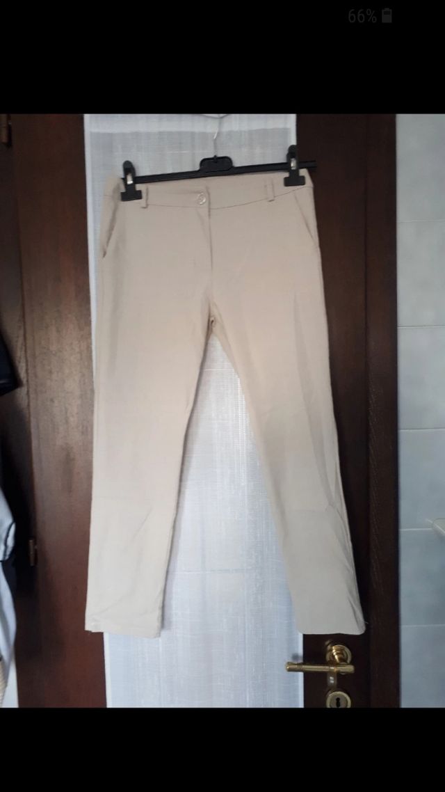 Pantalone tessuto elasticizzato beige