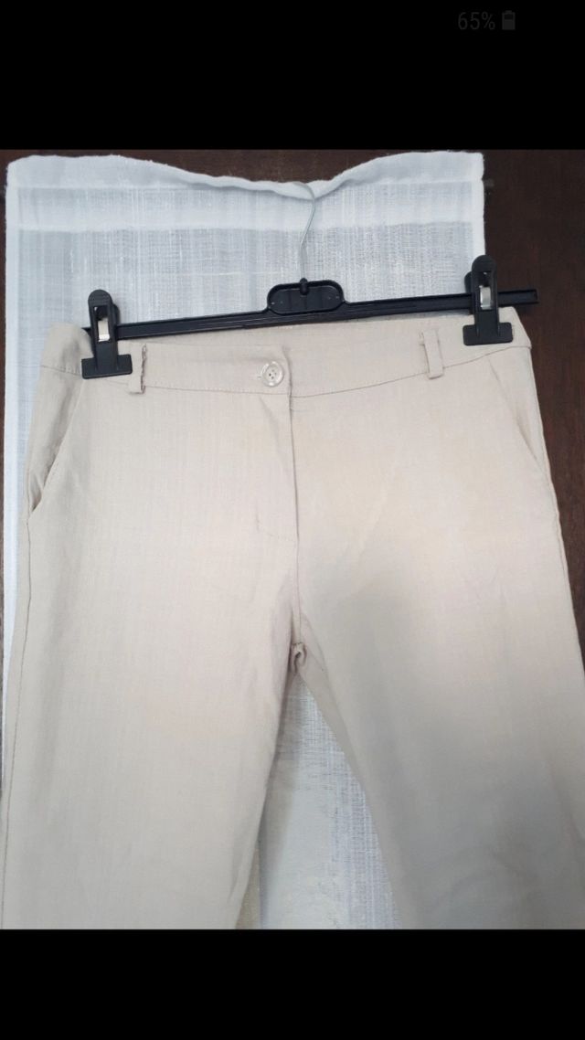 Pantalone tessuto elasticizzato beige