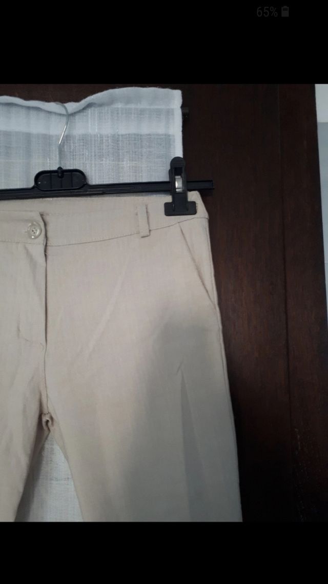 Pantalone tessuto elasticizzato beige