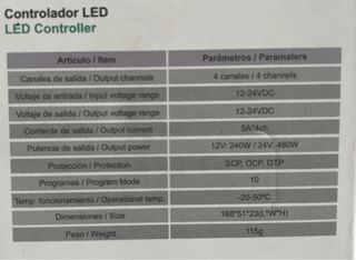 REGULADOR DE TIRAS DE LED RGBW