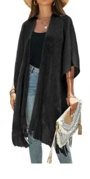 Vestido de playa,Kimono,cárdigan negro plata