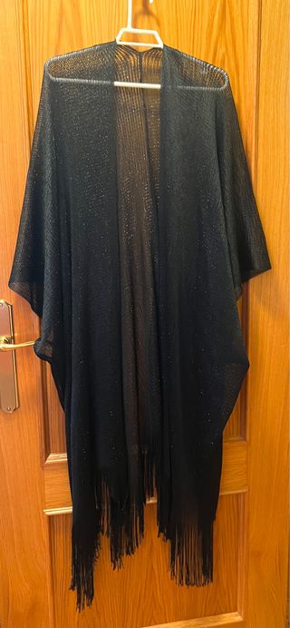 Vestido de playa,Kimono,cárdigan negro plata