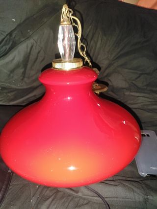 lampara opalina roja años 60