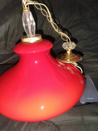 lampara opalina roja años 60