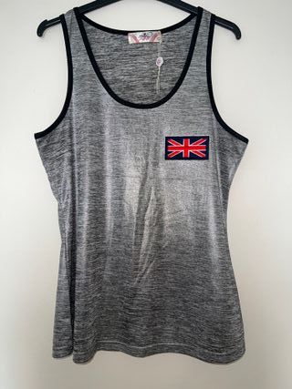 Camiseta de tirantes plateada