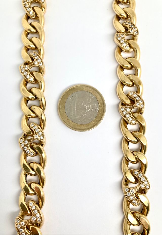 Cadena Barbada engarzada 65cm 85,86gr 18k