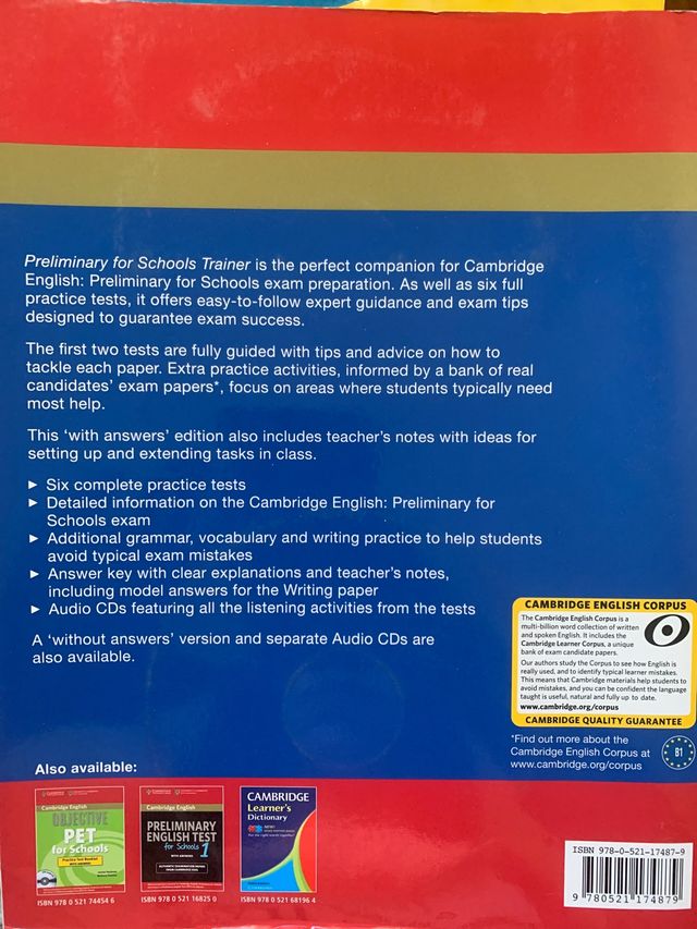 Preliminary for schools trainer, Cambridge