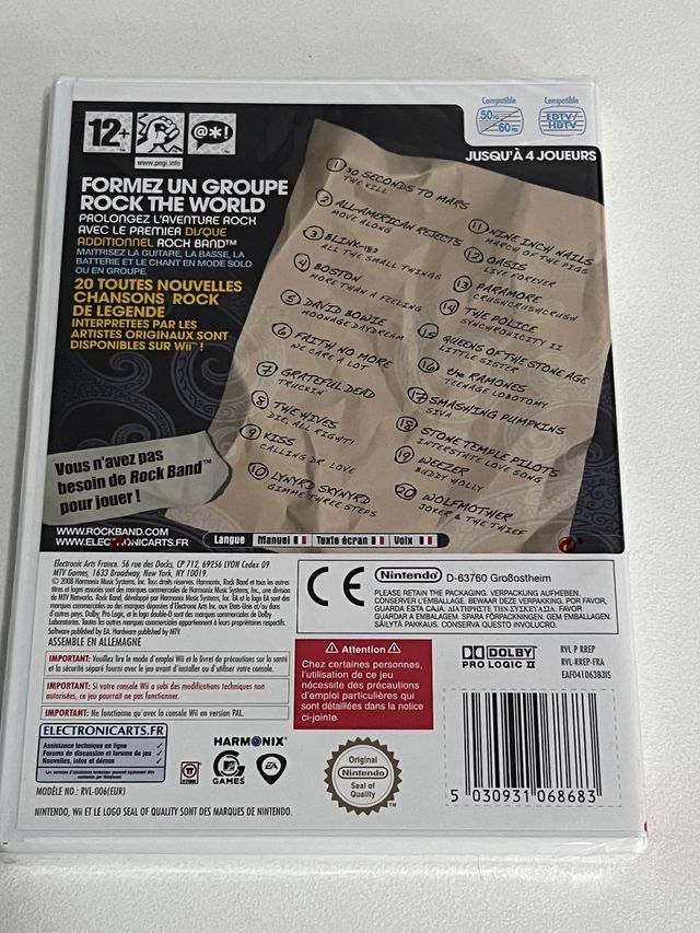 PACCHETTO DI CANZONI ROCK BAND 1 PER NINTENDO WII SIGILLATO