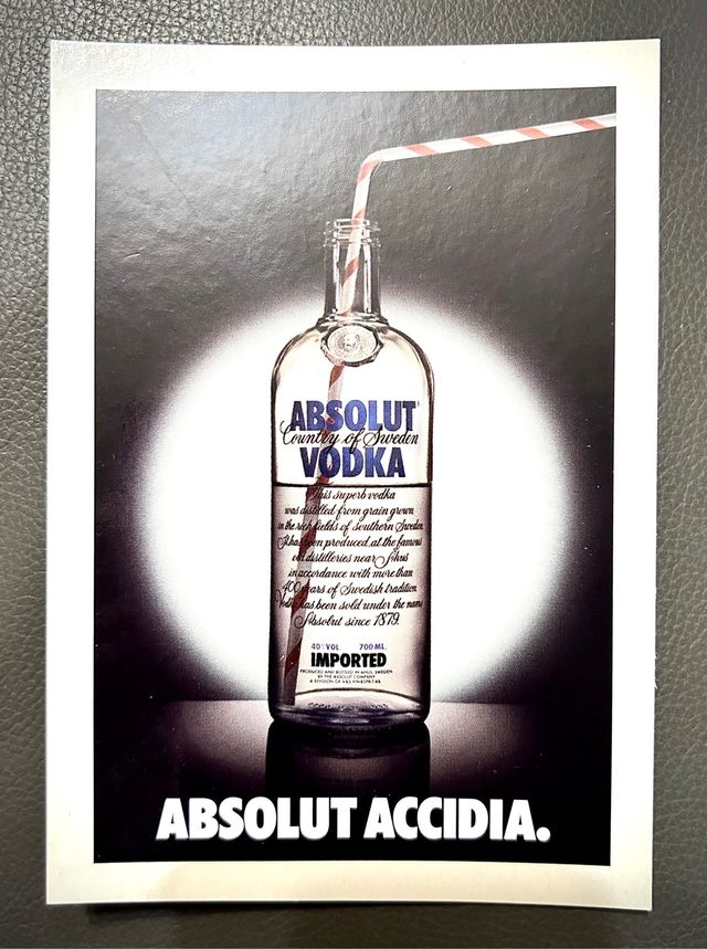 Cartolina pubblicitaria Absolute vodka, collezione