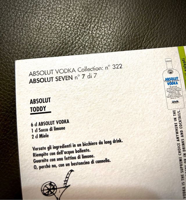 Cartolina pubblicitaria Absolute vodka, collezione