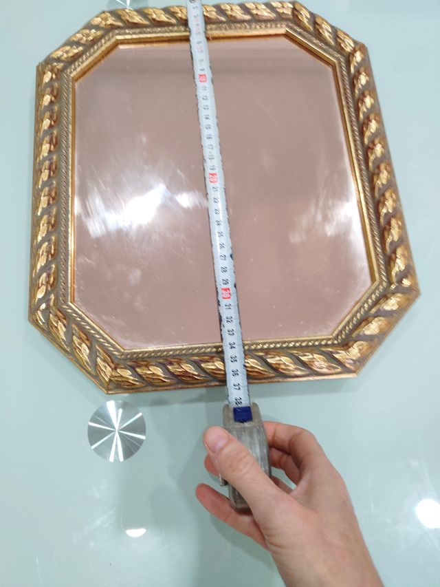 Antiguos espejos marquetería a mano dorados año 80