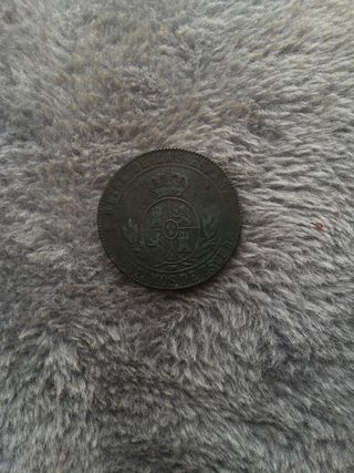 Moneda 1868 de 5 céntimos de Escudo.