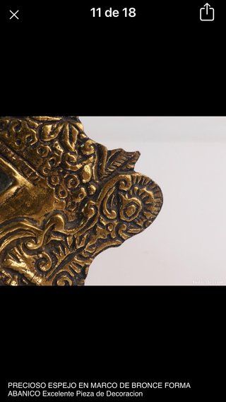 ESPEJO - ABANICO BRONCE SIGLO XIX