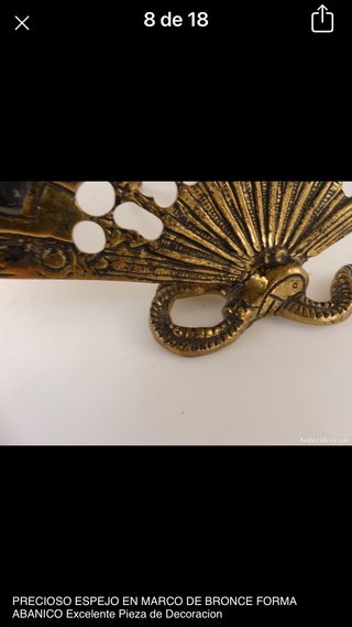 ESPEJO - ABANICO BRONCE SIGLO XIX