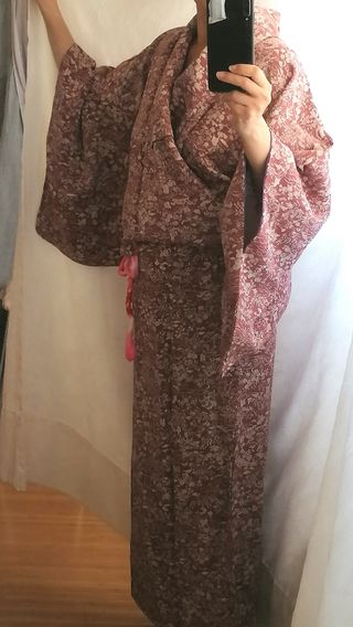 Kimono de seda vintage, estilo romántico