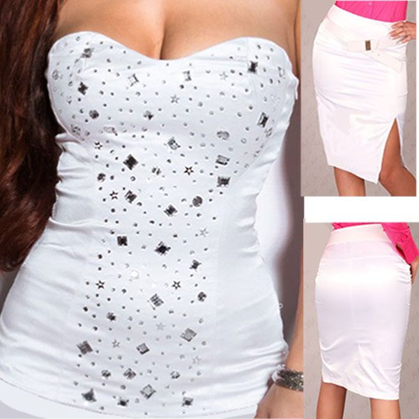 Conjunto de Fiesta: Falda y Top con pedrería