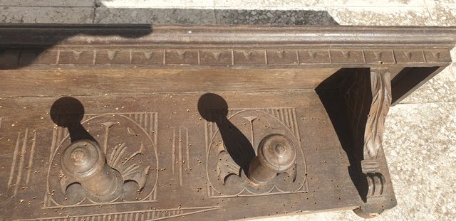 Cassapanca inizi '900 con appendiabiti e sgabelli