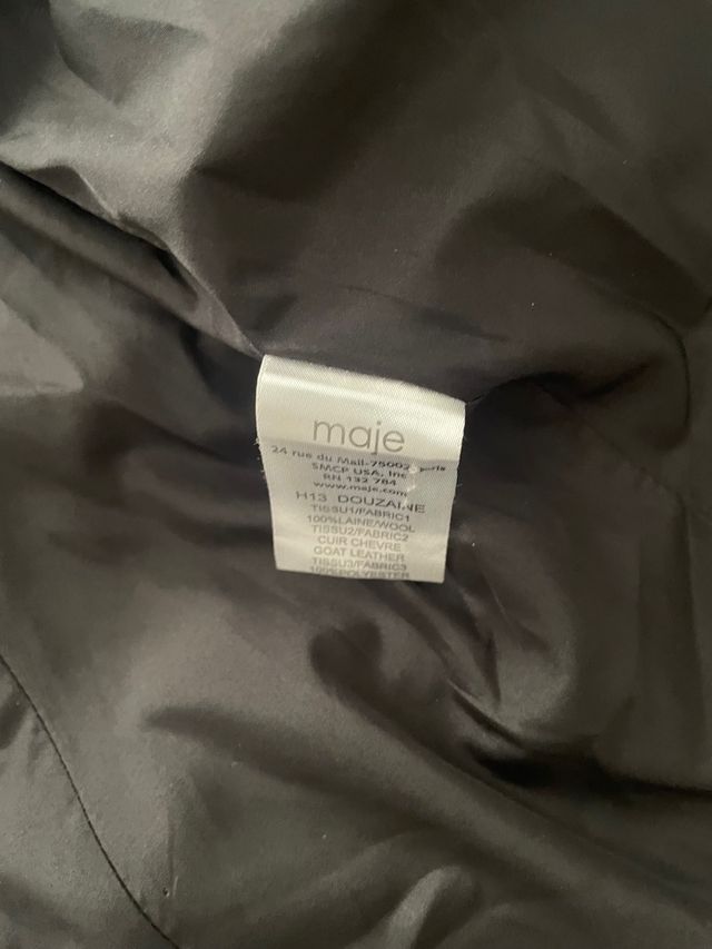 Blazer Maje lana y cuero talla 40