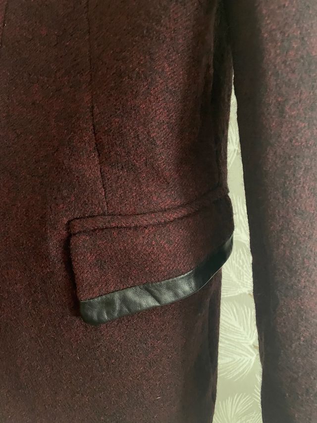 Blazer Maje lana y cuero talla 40