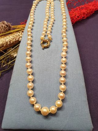 Collar Perlas Cultivadas Autenticas Japonesas oro