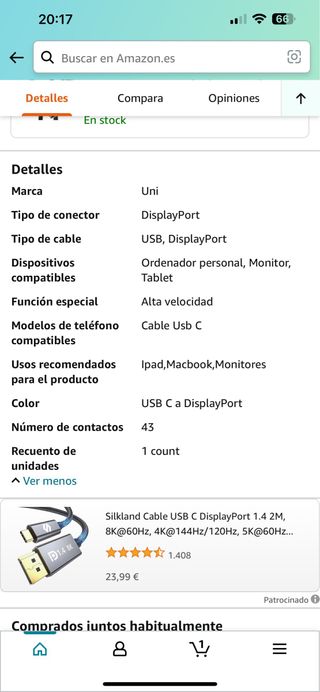 Cable USB tipo C de 2 M nuevos