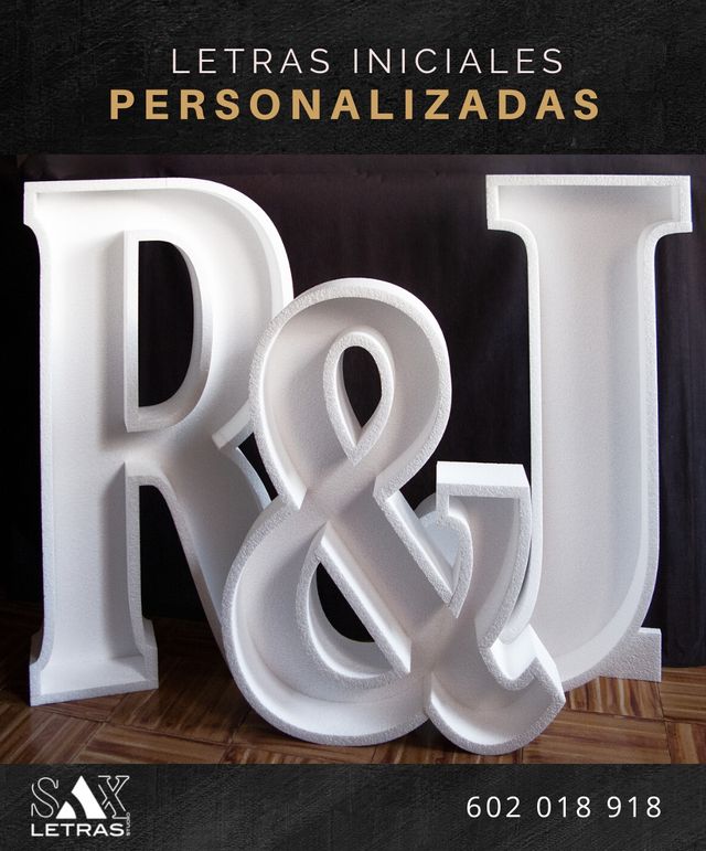 Fiesta evento Boda Letras novios Iniciales grandes
