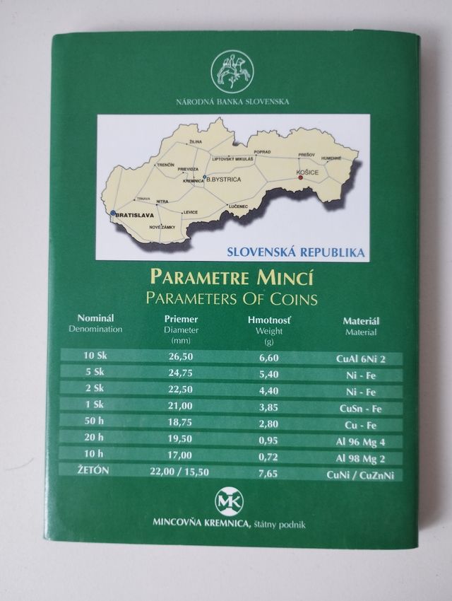 Estuche colección monedas Eslovaquia 1996