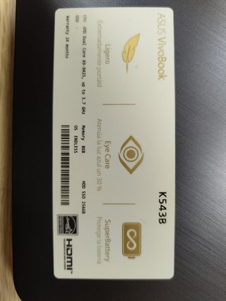Portátil ASUS 15 pulgadas K543B