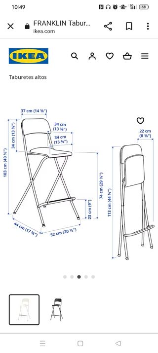 Taburete blanco plegable Franklin Ikea