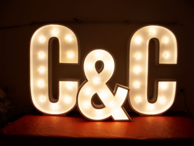 Letras vintage boda Iniciales luz bombillas fiesta