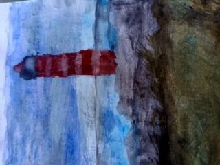 Ilustración Original. Lámina en Acuarela Faro Mar.