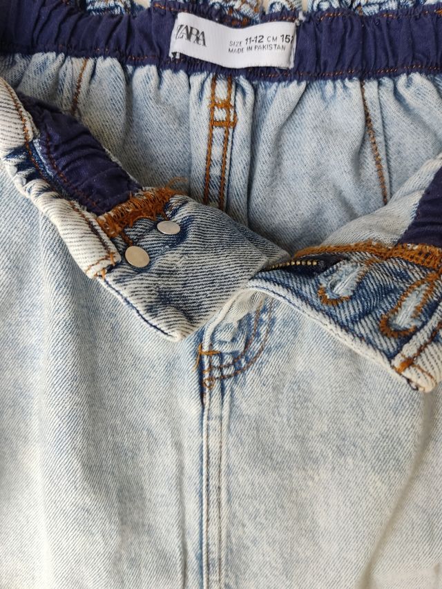 Minifalda vaquera fruncida ZARA Talla 11-12A
