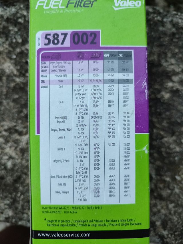 Filtro de gasolina Dacia / Renault