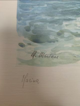 Cuadro acuarela de M. Marten litografía offset