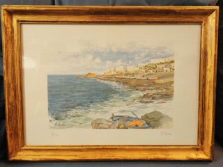 Cuadro acuarela de M. Marten litografía offset