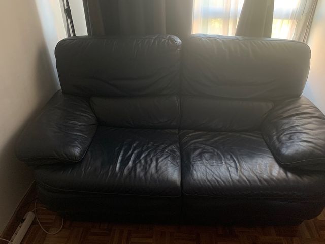 Sofa piel azul marino