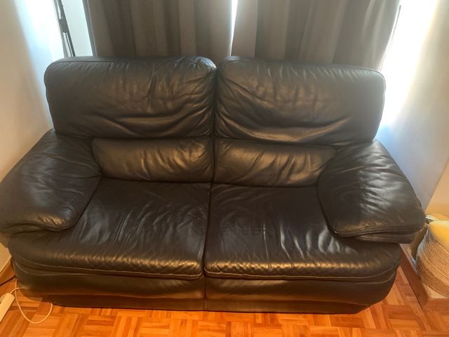 Sofa piel azul marino