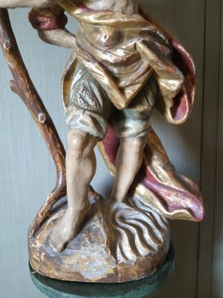 62 CM. SAN CRISTOBAL CON JESÚS . TALLA DE MADERA