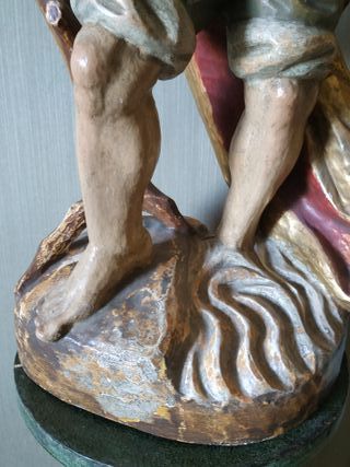 62 CM. SAN CRISTOBAL CON JESÚS . TALLA DE MADERA